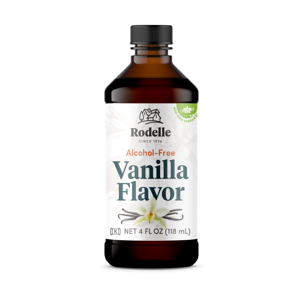 front image of Rodelle 4oz Alcohol Free Flavor in a round bottle