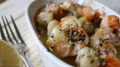 Baked shrimp close up