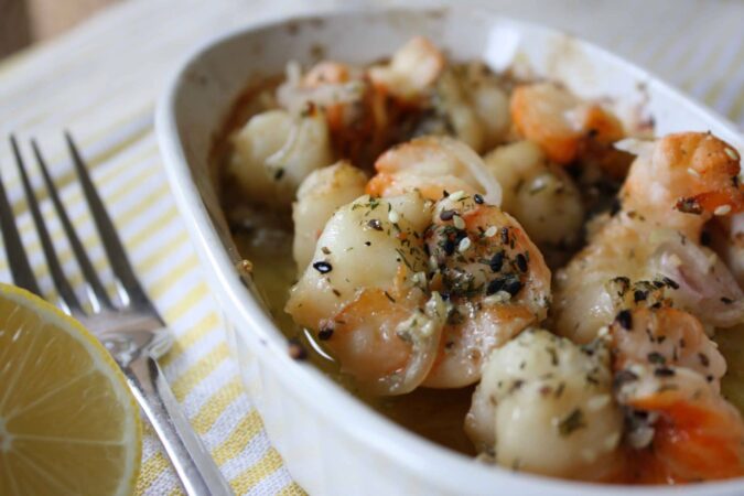Baked shrimp close up