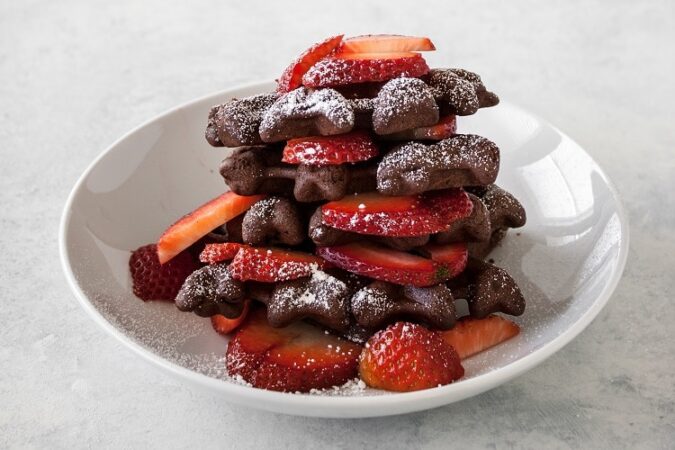 Finished product of the cocoa chocolate waffles