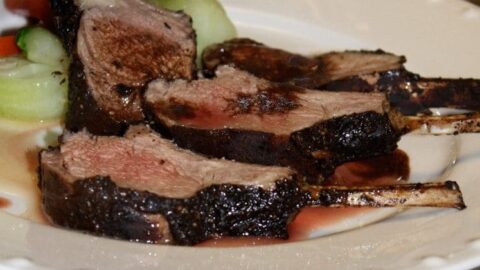 Cocoa rubbed lamb on a plate
