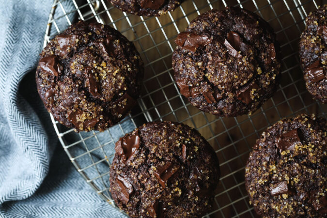 Finished product of the mexican chocolate buckwheat muffins