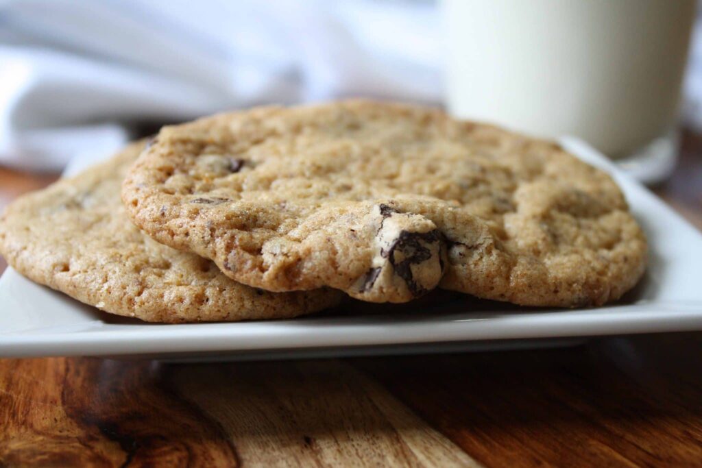 Finished product of the rodelle chocolate chip cookies