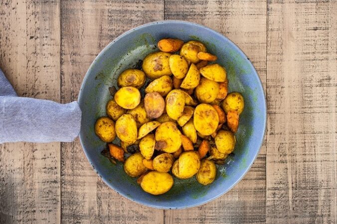 Finished product of the turmeric potatoes
