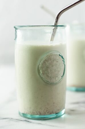 Finished product of the tahini date milkshake
