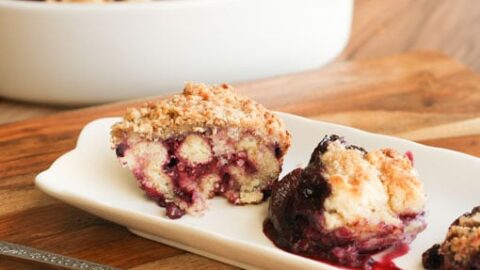 Finished product of the three berry buckle
