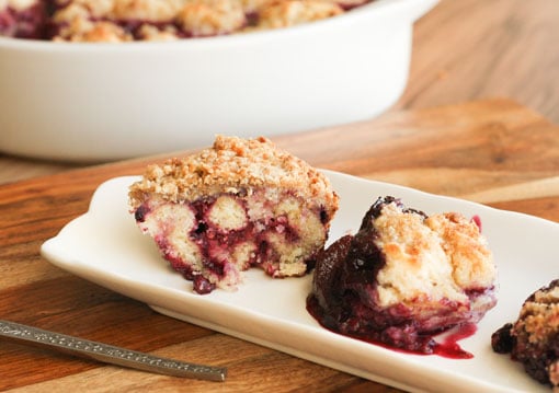 Finished product of the three berry buckle