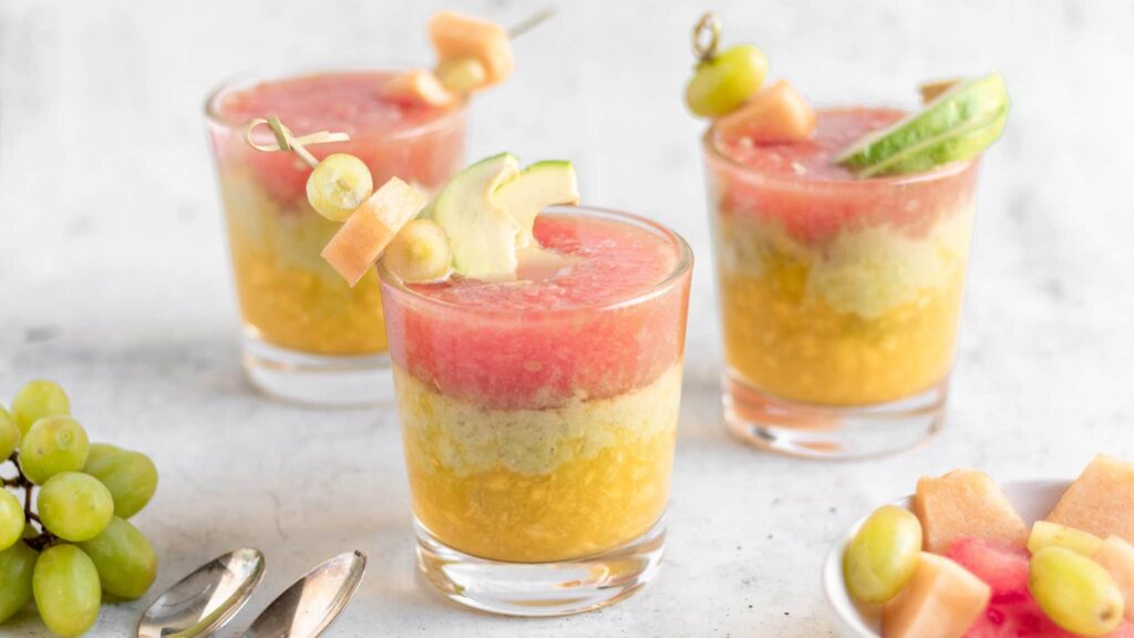 Finished product of the melon gazpacho