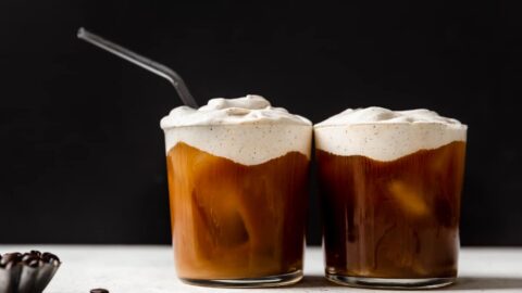 Finished product of the upside down whipped coffee
