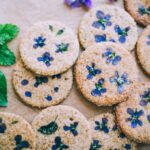 Finished product of the violet shortbread cookies