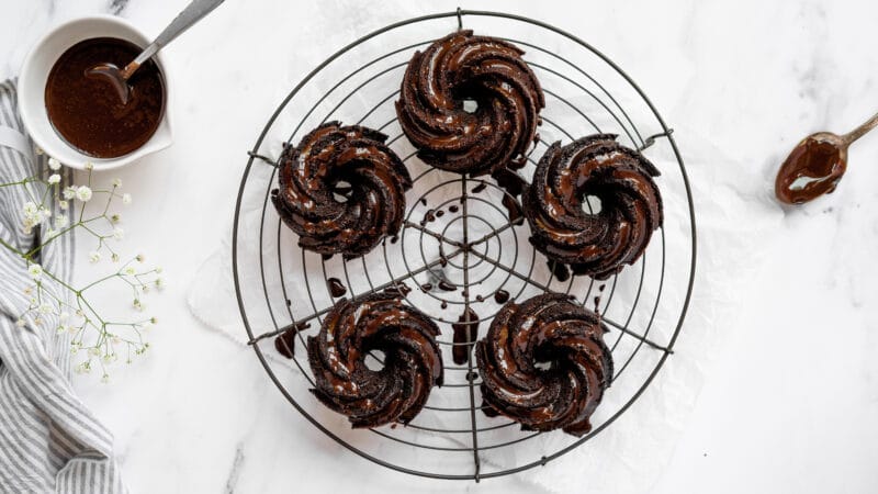 Finished product of the chocolate bundlettes with glaze