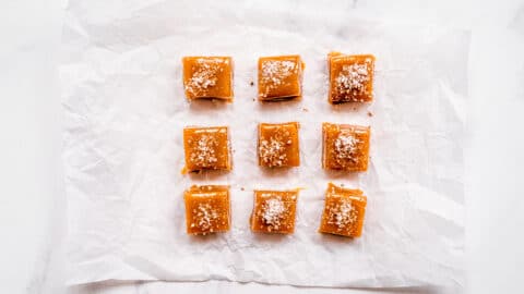 Finished product of the pink himalayan salt caramels