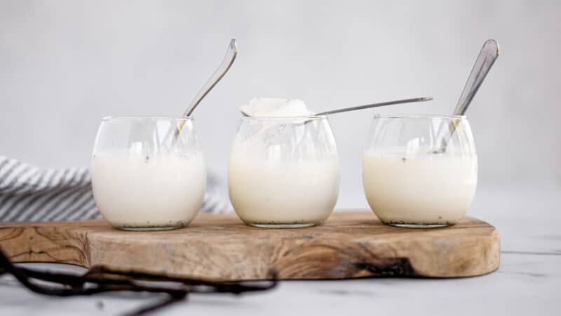 Finished product of the vanilla bean panna cotta