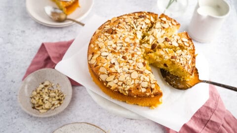 Flourless almond cake neutral background