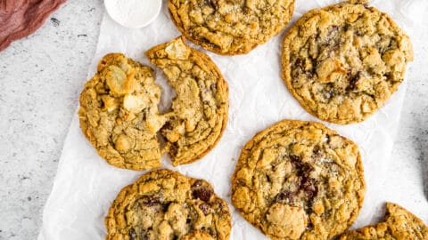 Pan-Banging Compost Cookies on white parchment paper