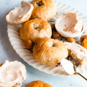 Cinnamon Fig bagel on bright background