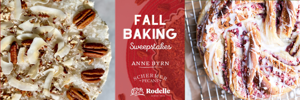 image of pecan desserts with text about fall baking sweepstakes