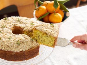 Olive Oil Cake with Orange, Rosemary, and Pecans